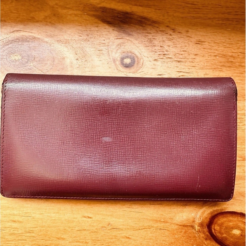 CARTIER Paris Burgundy Leather Billfold Breast Waller 12 Card Holder Pre-owned - Picture 2 of 12